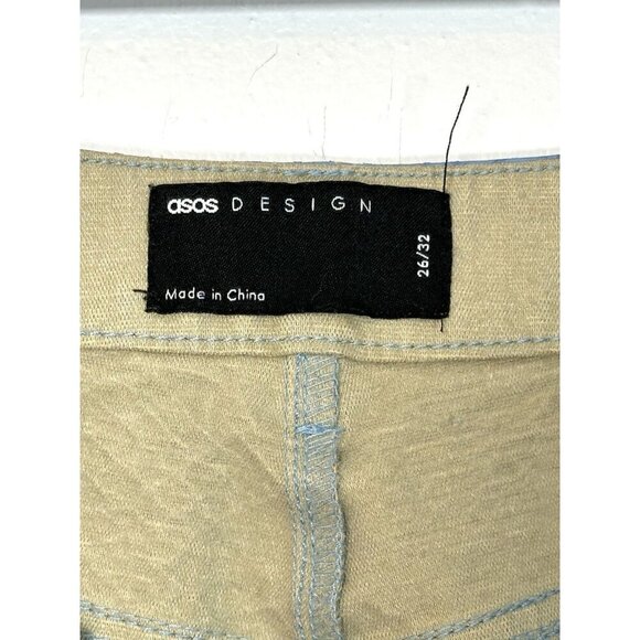 ASOS DESIGN‎ Light Blue Faux Crocodile Leather Straight Leg Pants Size 26 Y2K - Picture 10 of 14
